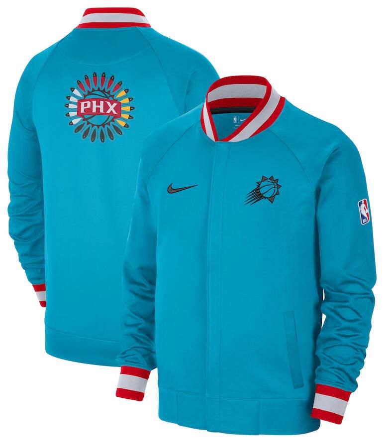 Men Phoenix Suns Blue Nike City Edition Full Zip Jacket 2023 NBA Jersey->los angeles lakers->NBA Jersey